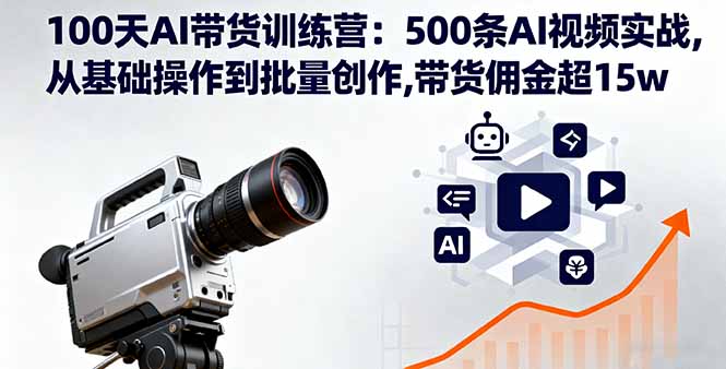 100天AI带货训练营：500条AI视频实战,从基础操作到批量创作,带货佣金超15w-南友云赚