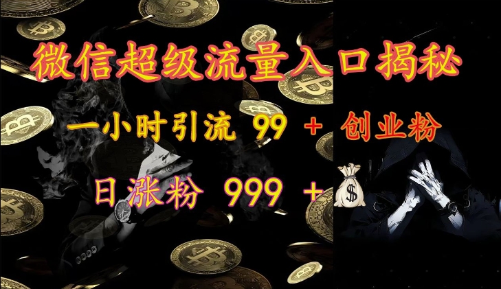 微信超级流量入口揭秘：一小时引流 99 + 创业粉，日涨粉 999 +-南友云赚