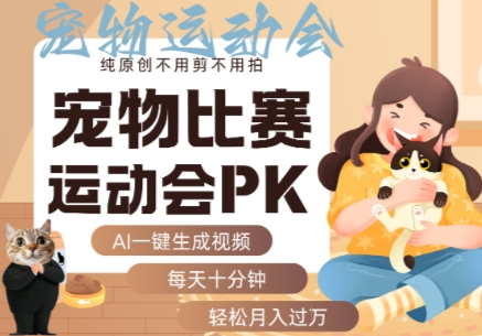 AI一键生成宠物比赛运动会PK视频，纯原创不用剪不用拍，每天十分钟，轻松月入过1W+-南友云赚