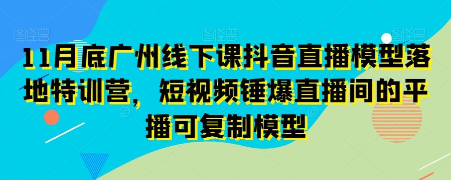 11月底广州线下课抖音直播模型落地特训营，短视频锤爆直播间的平播可复制模型-南友云赚