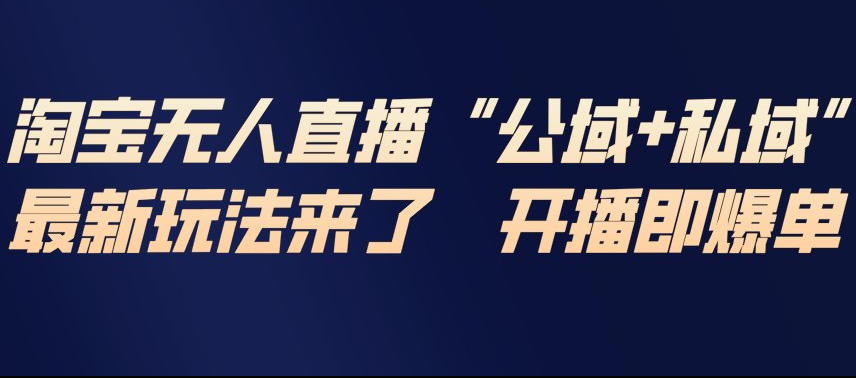 淘宝无人直播完整教程，公试+私域，最新玩法来了，开播即爆单-南友云赚