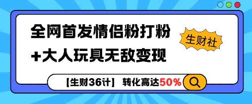 【生财36计】全网首发情侣粉打粉+大人玩具无敌变现-南友云赚