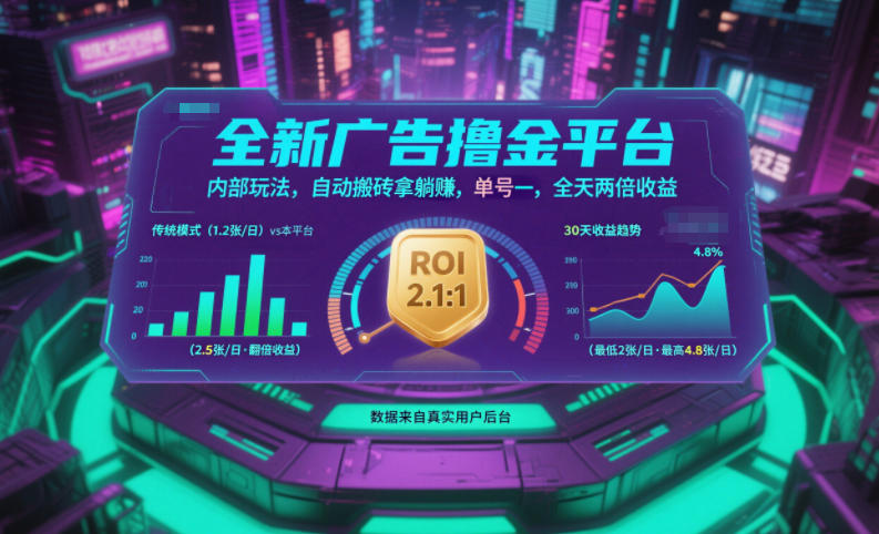 全新广告撸金平台，内部玩法，自动搬砖拿躺賺，单号一天保底2张+，全天两倍收益【揭秘】-南友云赚