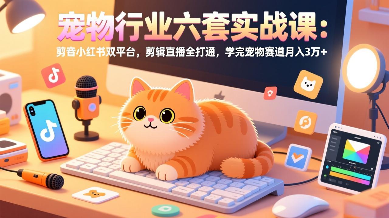 9336e0985211cc41c693de198d015d1b.jpeg 宠物行业六套实战课:抖音小红书双平台,剪辑直播全打通,学完宠物赛道月入3万+