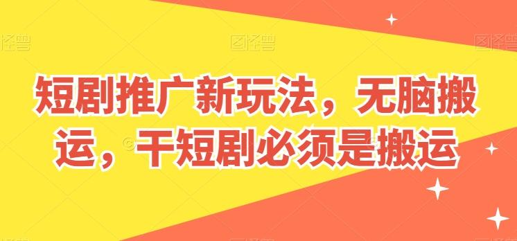短剧推广新玩法，无脑搬运，干短剧必须是搬运【揭秘】-南友云赚