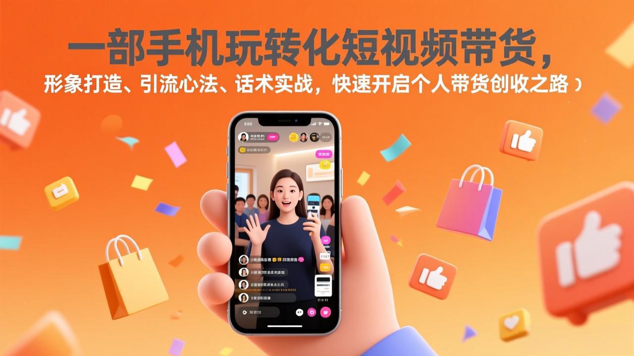 一部手机玩转化短视频带货，形象打造、引流心法、话术实战，快速开启个人带货创收之路-南友云赚
