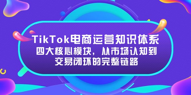 TikTok电商运营知识体系：四大核心模块，从市场认知到交易闭环的完整链路-南友云赚