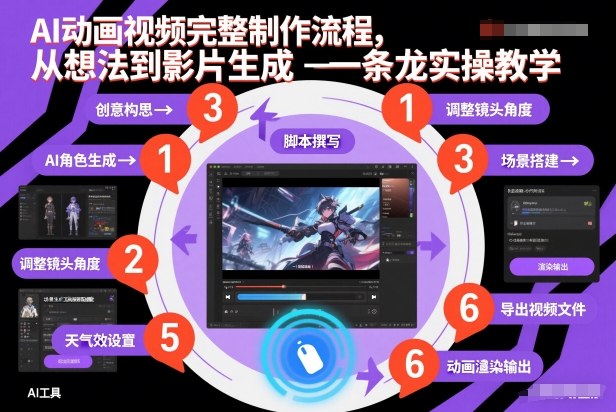AI动画视频完整制作流程，从想法到影片生成一条龙实操教学-南友云赚