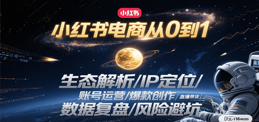小红书电商从0到1：生态解析/IP定位/ 账号运营/爆款创作/直播带货/数据复盘/风险避坑-南友云赚
