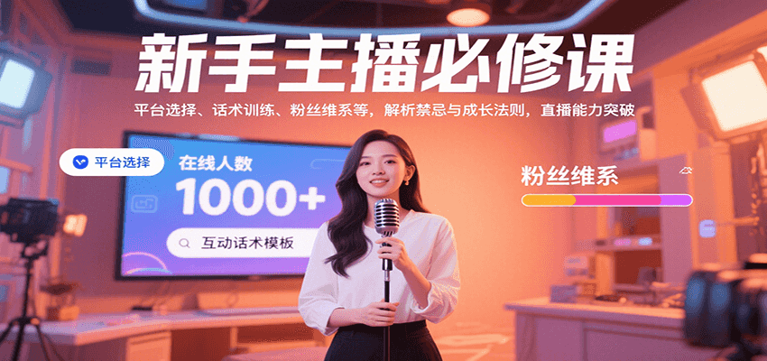 新手主播必修课：平台选择、话术训练、粉丝维系等，解析禁忌与成长法则，突破直播能力-南友云赚