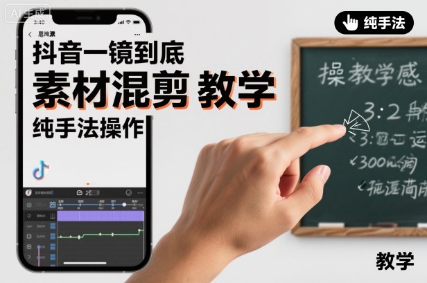 抖音一镜到底素材混剪教学，纯手法操作-南友云赚