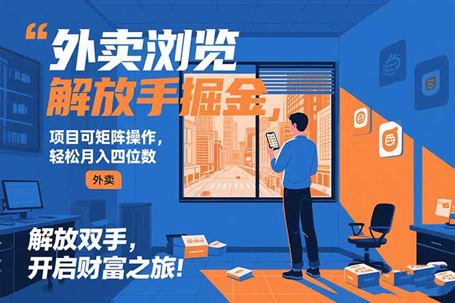 外卖浏览掘金项目 可矩阵操作 轻松日入500+-南友云赚