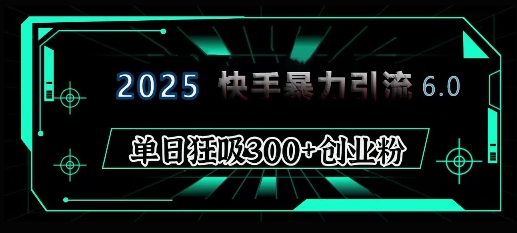 2025年快手6.0保姆级教程震撼来袭，单日狂吸300+精准创业粉-南友云赚