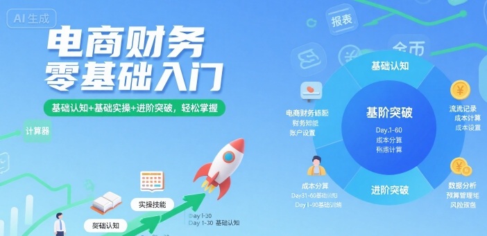 电商财务零基础入门，基础认知+基础实操+进阶突破，轻松掌握-南友云赚