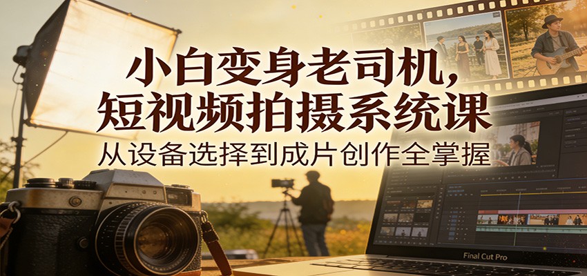 小白变身老司机，短视频拍摄系统课，从设备选择到成片创作全掌握-南友云赚