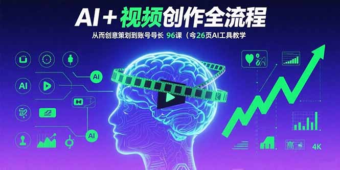 AI+短视频创作全流程：从创意策划到账号增长，96节课(含26项AI工具教学-南友云赚