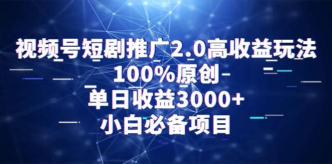 视频号短剧推广2.0高收益玩法，100%原创，单日收益3000+，小白必备项目-南友云赚