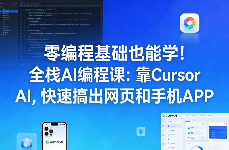 零编程基础也能学！全栈AI编程课：靠Cursor AI，快速搞出网页和手机APP-南友云赚