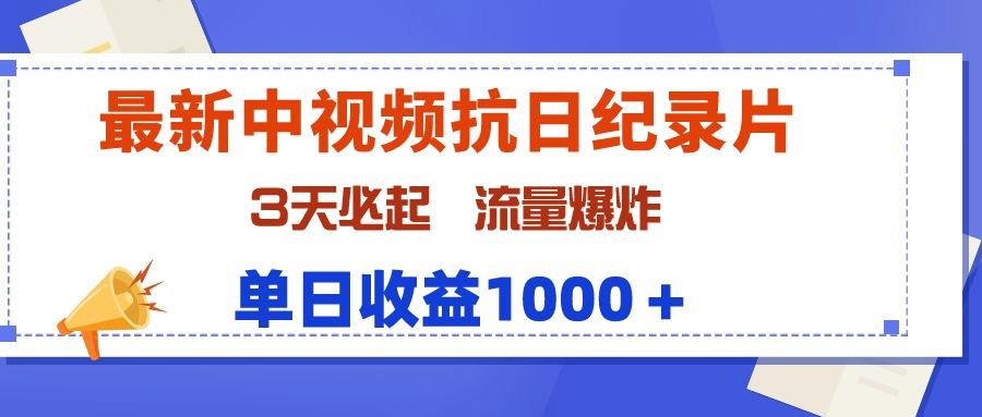 (9579期)最新中视频抗日纪录片，3天必起，流量爆炸，单日收益1000＋-南友云赚