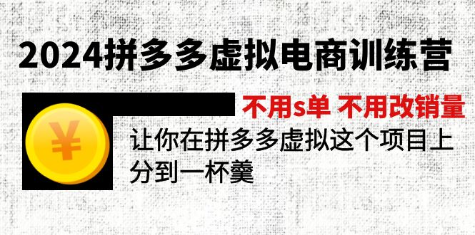 2024拼多多虚拟电商训练营 不s单 不改销量  做虚拟项目分一杯羹(更新10节-南友云赚