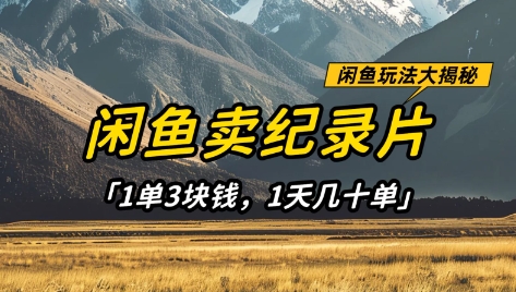 a4d3e1687fca3e7b861dc324b454a940.jpeg 闲鱼卖纪录片1单3块钱,1天几十单,项目稳定有潜力