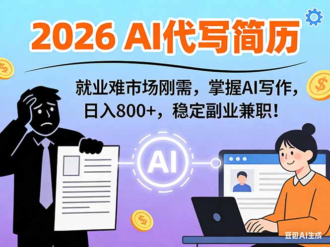 AI代写简历，超暴利，用万能模板月入1-3万实战教程，2026年市场刚需！-南友云赚