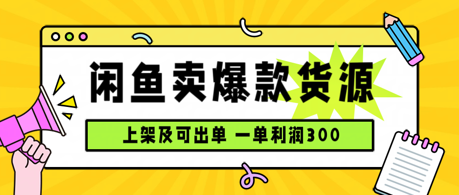 闲鱼卖爆款货源，每天利润1000，上架即出单-南友云赚