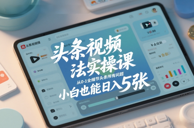 头条视频玩法实操课，从0-1全细节头条所有问题，小白也能日入5张-南友云赚