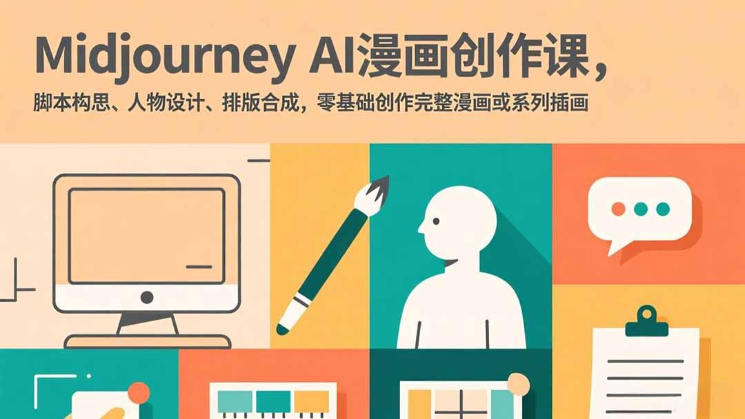 Midjourney AI漫画创作课，脚本构思、人物设计、排版合成，零基础创作完整漫画或系列插画-南友云赚