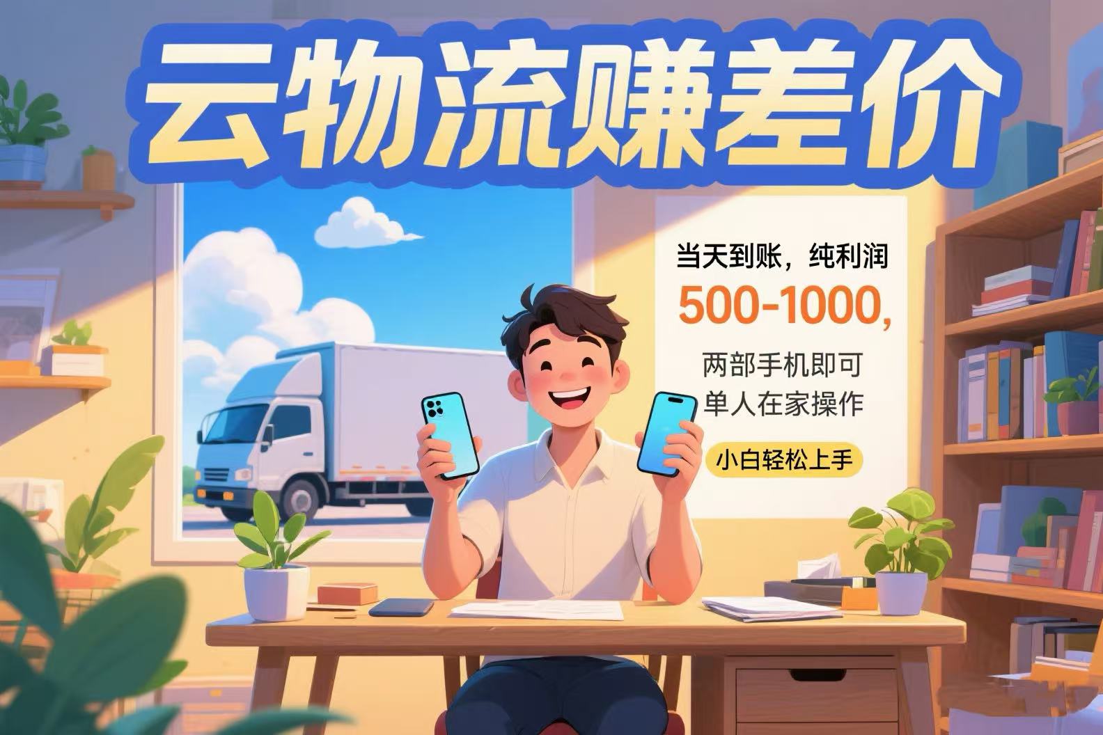 云物流赚差价 当天到账纯利润500-1000 两部手机即可 可单人在家操作 小…-南友云赚