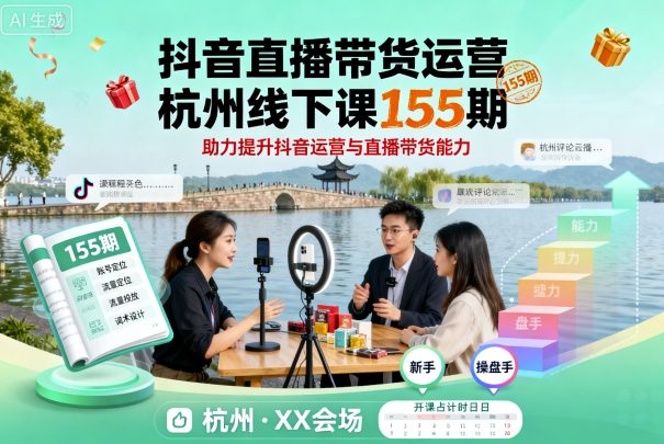 aaac0540cf6c5092915a709db44cdabc.jpeg 抖音直播带货运营杭州线下课155期,助力提升抖音运营与直播带货能力