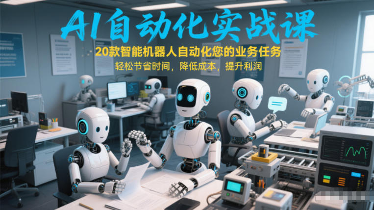 AI自动化实战课：20款智能机器人自动化您的业务任务，轻松节省时间，降低成本，提升利润-南友云赚