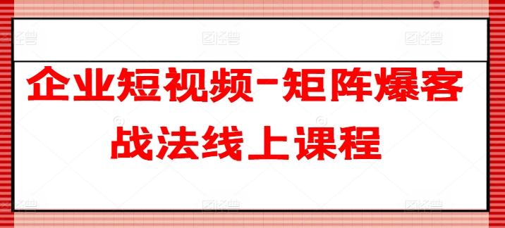 企业短视频-矩阵爆客战法线上课程-南友云赚