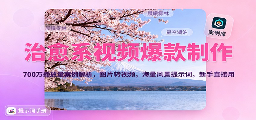 治愈系视频爆款制作，700万播放量案例解析，图片转视频，海量风景提示词，新手直接用-南友云赚