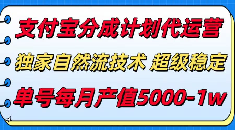 支付宝分成计划代运营，独家自然流技术，收益稳定，单号月产5000＋-南友云赚