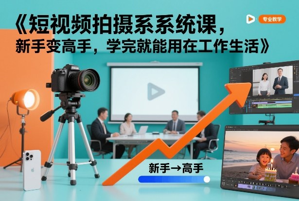 短视频拍摄系统课，新手变高手，学完就能用在工作生活-南友云赚