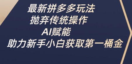 最新拼多多玩法，抛弃传统操作，AI赋能，助力新手小白获取第一桶金-南友云赚