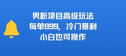 男粉项目高级玩法，每单899，冷门暴利，小白也可操作-南友云赚