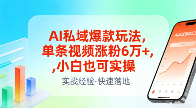 AI私域爆款玩法，单条视频涨粉6W+，小白也可实操-南友云赚