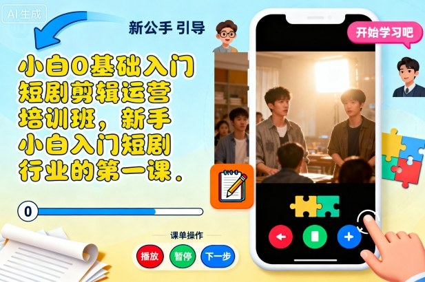 小白0基础入门短剧剪辑运营培训班，新手小白入门短剧行业的第一课-南友云赚