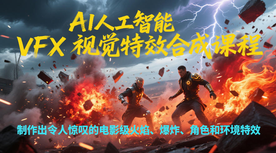 AI人工智能VFX视觉特效合成课程，制作出令人惊叹的电影级火焰、爆炸、角色和环境特效-南友云赚