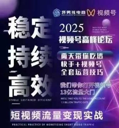 坏男孩电商视频号7月1号线下课，视频号短引、精细化模型打法，三频共振，无人，快手全站精细化运营-南友云赚