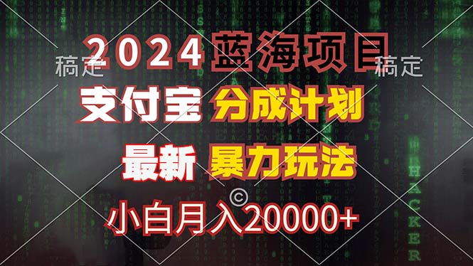 2024蓝海项目，支付宝分成计划，暴力玩法，刷爆播放量，小白月入20000+-南友云赚