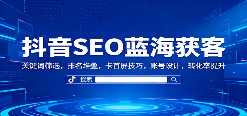 抖音SEO蓝海获客：关键词筛选，排名堆叠，卡首屏技巧，账号设计，转化率提升-南友云赚