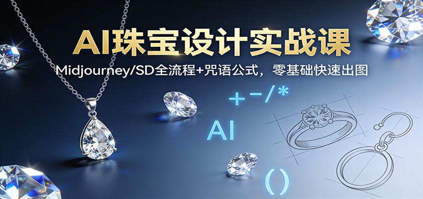 AI珠宝设计实战课：Midjourney/SD全流程+咒语公式，零基础快速出图-南友云赚