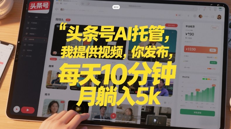 头条号AI托管，我提供视频，你发布，每天10分钟，月躺入5k+【揭秘】-南友云赚