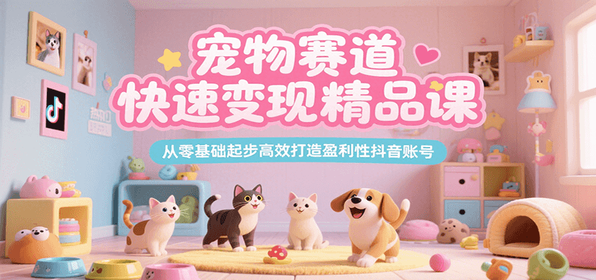 宠物赛道快速变现精品课，从零基础起步高效打造盈利性抖音账号-南友云赚