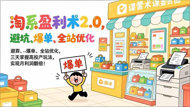 淘系盈利术2.0，避坑、爆单、全站优化，三天掌握高投产玩法，实现月利润翻倍！-南友云赚