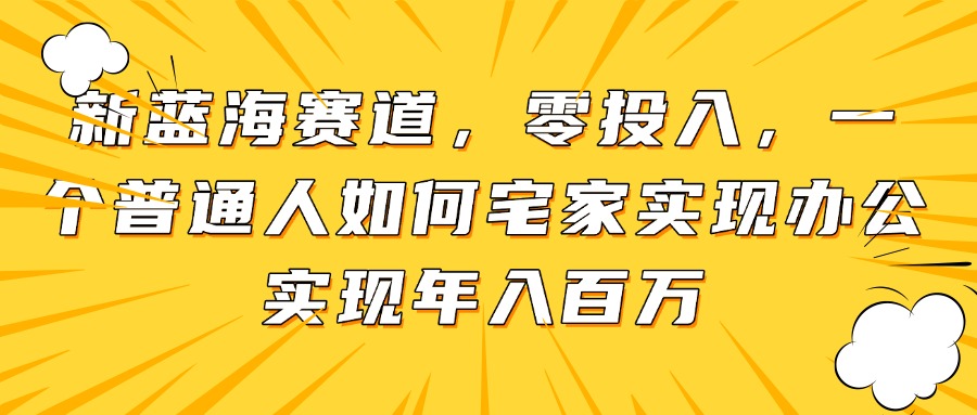 新蓝海赛道，零投入，一个普通人如何宅家办公实现年入百万-南友云赚