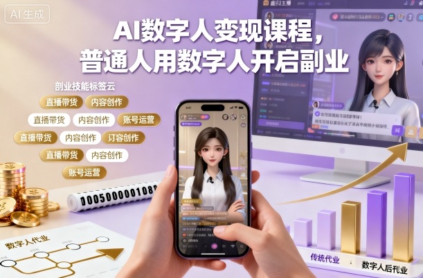 AI数字人变现课程，普通人用数字人开启副业-南友云赚